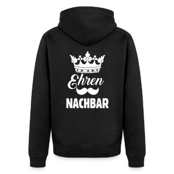 Ehren Nachbar - Unisex Premium Bio Zip Hoodie - Schwarz - Hinten - Nico (187cm)