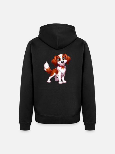 Brittany Spaniel 5 - Unisex Premium Organic Zip Hoodie - black