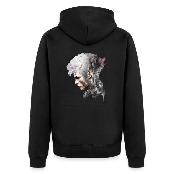 Anime No11 - Unisex Premium Bio Zip Hoodie - Schwarz - Hinten - Nico (187cm)