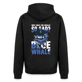 Why Was The Whale So Sad It Was A Blue Whale - Unisex Premium Bio Zip Hoodie - Schwarz - Hinten - Nico (187cm)