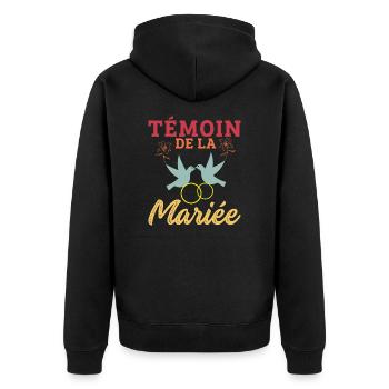 Témoin de la mariée Mariage copines evjf Equipe - Veste à capuche bio Premium Unisexe - noir - Dos - Nico (187cm)