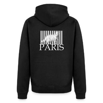 Paris Mohawk Punk Cat en rayures - Veste à capuche bio Premium Unisexe - noir - Dos - Nico (187cm)