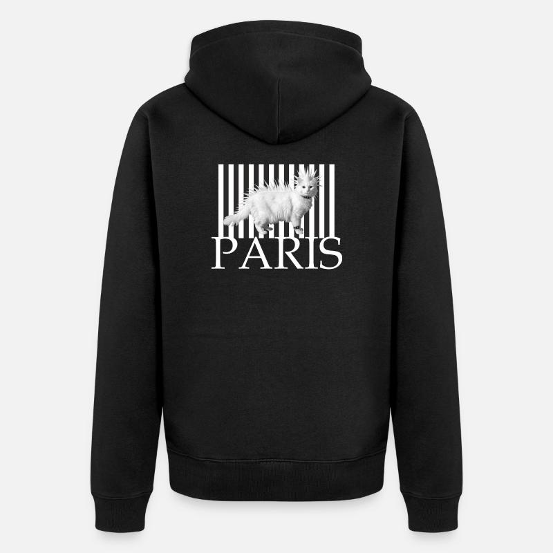 Paris Mohawk Punk Cat en rayures - Veste à capuche bio Premium Unisexe - noir