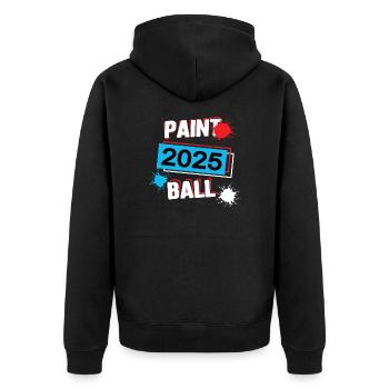 Paintball 2025 Paintballer Paintballspieler Spiel - Unisex Premium Bio Zip Hoodie - Schwarz - Hinten - Nico (187cm)
