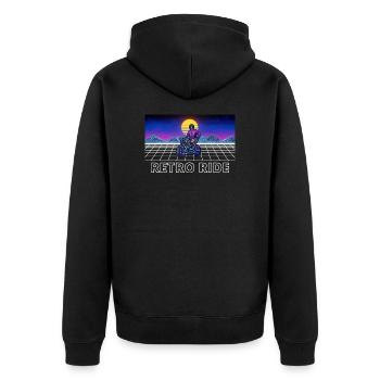 Supermoto Retro - Unisex Premium Bio Zip Hoodie - Schwarz - Hinten - Nico (187cm)