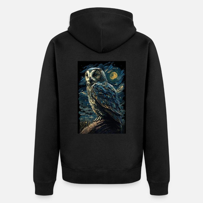Eule - Unisex Premium Bio Zip Hoodie - Schwarz