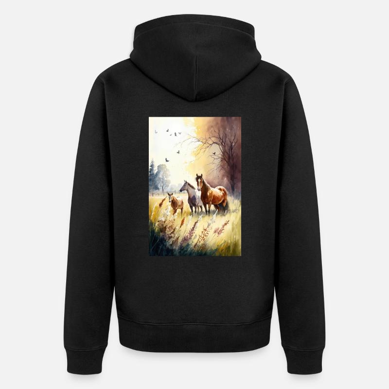 Chevaux - Veste à capuche bio Premium Unisexe - noir