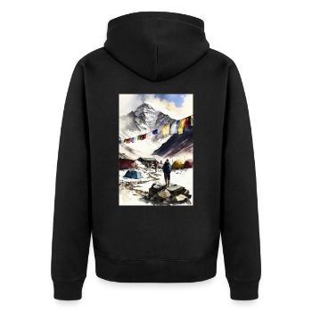 Mount Everest - Unisex Premium Organic Zip Hoodie - black - Back - Nico (187cm)