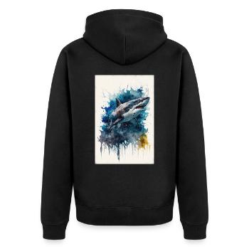 Shark - Unisex Premium Organic Zip Hoodie - black - Back - Nico (187cm)