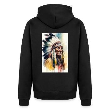 Indian - Unisex Premium Organic Zip Hoodie - black - Back - Nico (187cm)