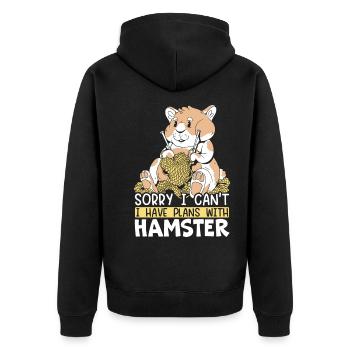 Hamster Liebhaber Hamster Besitzer Nagetier Haustier Hammy - Unisex Premium Bio Zip Hoodie - Schwarz - Hinten - Nico (187cm)