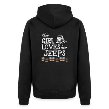 Cette fille aime ses jeeps - Veste à capuche bio Premium Unisexe - noir - Dos - Nico (187cm)