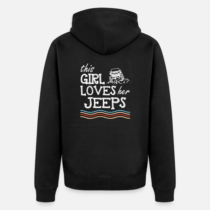 Cette fille aime ses jeeps - Veste à capuche bio Premium Unisexe - noir