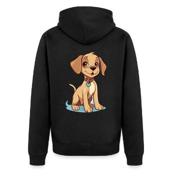 Niedliches Hundedesign für Hundebesitzer - Unisex Premium Bio Zip Hoodie - Schwarz - Hinten - Nico (187cm)
