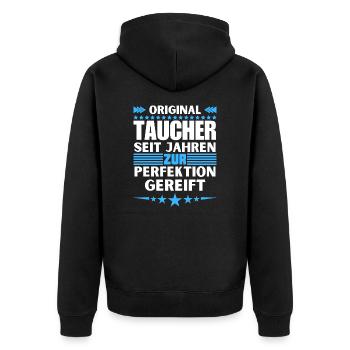 Divers Matured to Perfection - Unisex Premium Organic Zip Hoodie - black - Back - Nico (187cm)