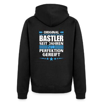 Crafters matured to perfection - Unisex Premium Organic Zip Hoodie - black - Back - Nico (187cm)