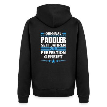 Paddlers matured to perfection - Unisex Premium Organic Zip Hoodie - black - Back - Nico (187cm)