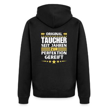 Divers Matured to Perfection - Unisex Premium Organic Zip Hoodie - black - Back - Nico (187cm)