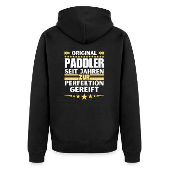 Paddlers matured to perfection - Unisex Premium Organic Zip Hoodie - black - Back - Nico (187cm)