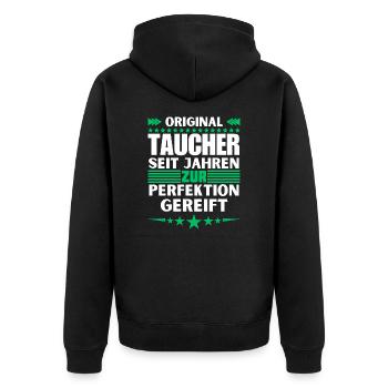 Divers Matured to Perfection - Unisex Premium Organic Zip Hoodie - black - Back - Nico (187cm)