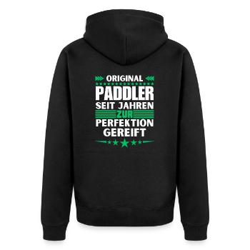 Paddlers matured to perfection - Unisex Premium Organic Zip Hoodie - black - Back - Nico (187cm)