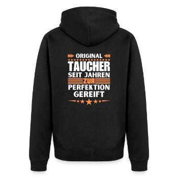 Divers Matured to Perfection - Unisex Premium Organic Zip Hoodie - black - Back - Nico (187cm)