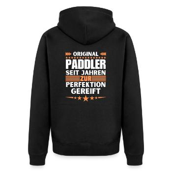 Paddlers matured to perfection - Unisex Premium Organic Zip Hoodie - black - Back - Nico (187cm)