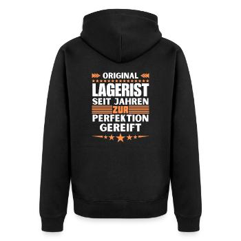 Warehouse clerk matured to perfection - Unisex Premium Organic Zip Hoodie - black - Back - Nico (187cm)