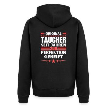 Divers Matured to Perfection - Unisex Premium Organic Zip Hoodie - black - Back - Nico (187cm)