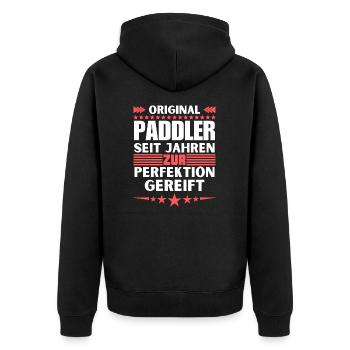 Paddlers matured to perfection - Unisex Premium Organic Zip Hoodie - black - Back - Nico (187cm)