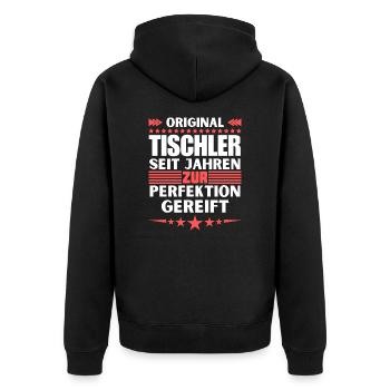 Carpenters matured to perfection - Unisex Premium Organic Zip Hoodie - black - Back - Nico (187cm)
