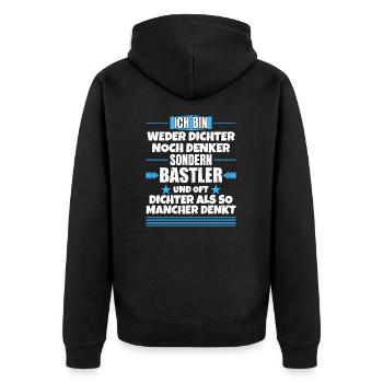Neither poets nor thinkers, but tinkerers - Unisex Premium Organic Zip Hoodie - black - Back - Nico (187cm)