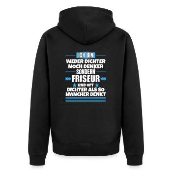 Ni poète ni penseur, mais coiffeur - Veste à capuche bio Premium Unisexe - noir - Dos - Nico (187cm)