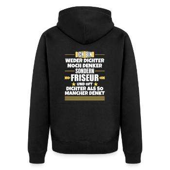Ni poète ni penseur, mais coiffeur - Veste à capuche bio Premium Unisexe - noir - Dos - Nico (187cm)