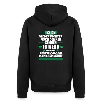 Ni poète ni penseur, mais coiffeur - Veste à capuche bio Premium Unisexe - noir - Dos - Nico (187cm)