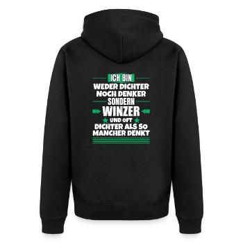 Neither poets nor thinkers, but winemakers - Unisex Premium Organic Zip Hoodie - black - Back - Nico (187cm)