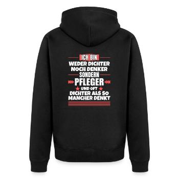 Ni poète ni penseur, mais infirmière - Veste à capuche bio Premium Unisexe - noir - Dos - Nico (187cm)