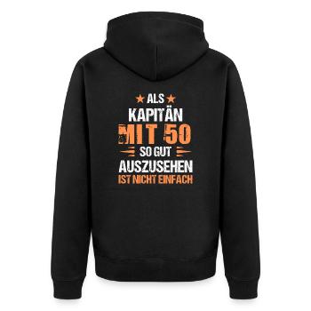 At 50 handsome captain - Unisex Premium Organic Zip Hoodie - black - Back - Nico (187cm)