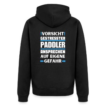 Don't talk to stressed paddlers! - Unisex Premium Organic Zip Hoodie - black - Back - Nico (187cm)