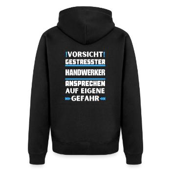 Ne parlez pas à un artisan stressé ! - Veste à capuche bio Premium Unisexe - noir - Dos - Nico (187cm)