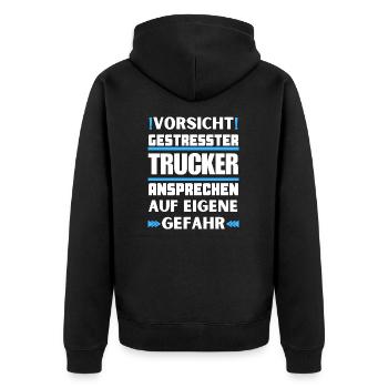 Ne parlez pas à des camionneurs stressés ! - Veste à capuche bio Premium Unisexe - noir - Dos - Nico (187cm)