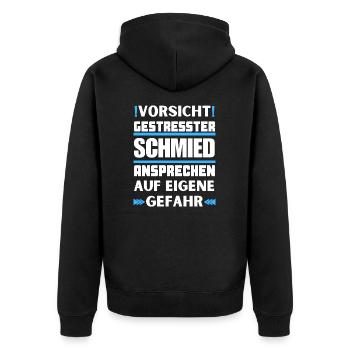 Don't talk to stressed blacksmith! - Unisex Premium Organic Zip Hoodie - black - Back - Nico (187cm)