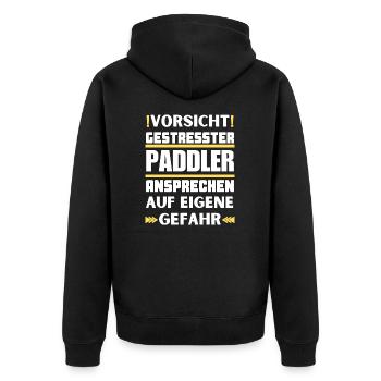 Don't talk to stressed paddlers! - Unisex Premium Organic Zip Hoodie - black - Back - Nico (187cm)
