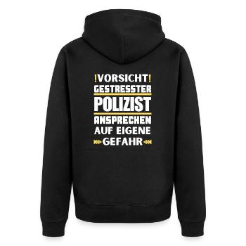 Ne parlez pas à un policier stressé ! - Veste à capuche bio Premium Unisexe - noir - Dos - Nico (187cm)