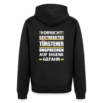 Ne parlez pas à un videur stressé ! - Veste à capuche bio Premium Unisexe - noir - Dos - Nico (187cm)