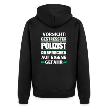 Ne parlez pas à un policier stressé ! - Veste à capuche bio Premium Unisexe - noir - Dos - Nico (187cm)