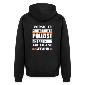 Ne parlez pas à un policier stressé ! - Veste à capuche bio Premium Unisexe - noir - Dos - Nico (187cm)
