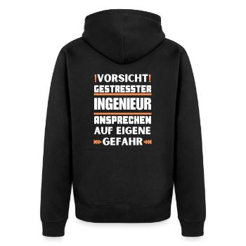 Don't talk to stressed engineer! - Unisex Premium Organic Zip Hoodie - black - Back - Nico (187cm)