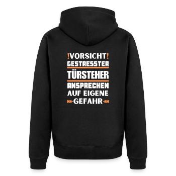 Ne parlez pas à un videur stressé ! - Veste à capuche bio Premium Unisexe - noir - Dos - Nico (187cm)