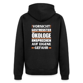 Don't talk to stressed ecologists! - Unisex Premium Organic Zip Hoodie - black - Back - Nico (187cm)